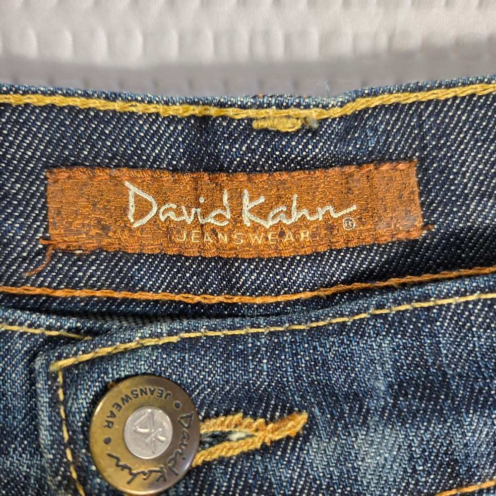 David Kahn Jeans Womens 12 Straight Leg Blue Dark Wash Stretch Denim Made In USA - Picture 3 of 8